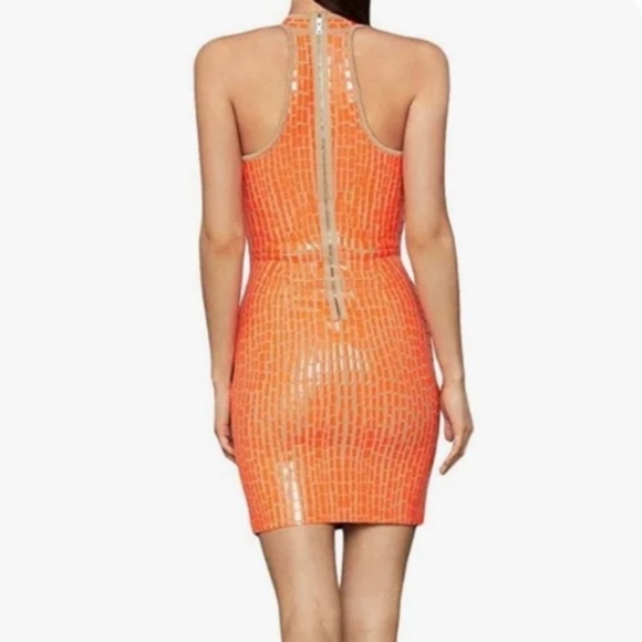 NEW BCBGMaxAzria Gemma Bodycon Dress in Papaya Dress, XXS, - Picture 5 of 7